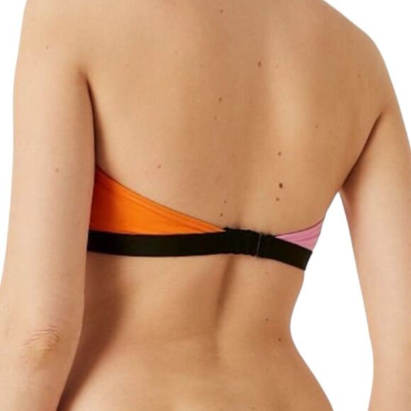 VS PINK Swim Colorblock Bandeau Top Twist‑Tie Front Size L Bright Sporty Summer - Picture 3 of 9